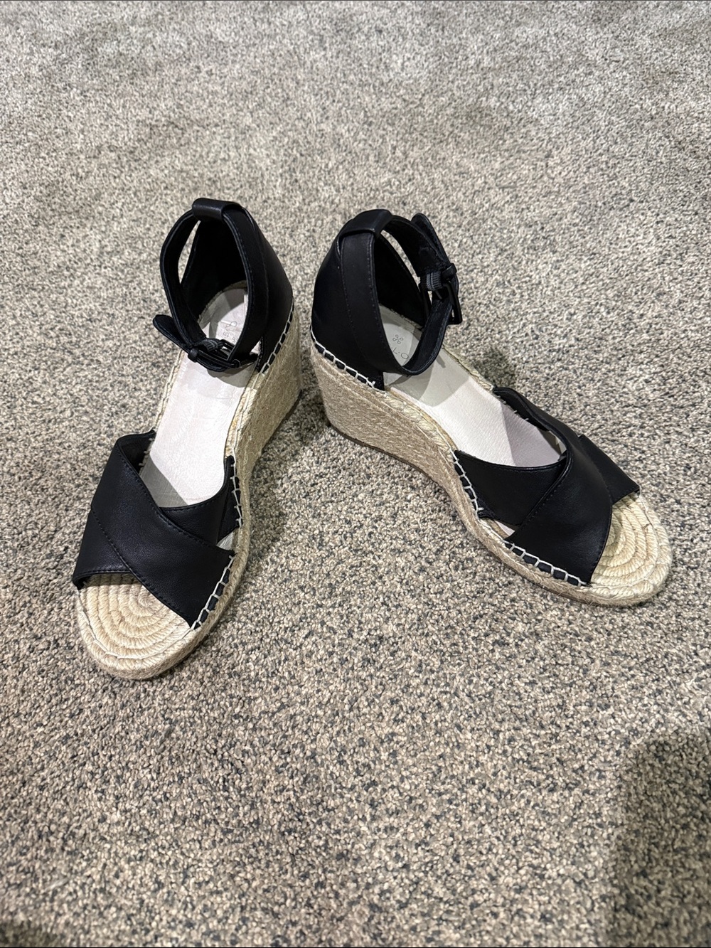 Caslon Black Espadrille Wedge Sandals with Ankle Strap (Braided Platform)